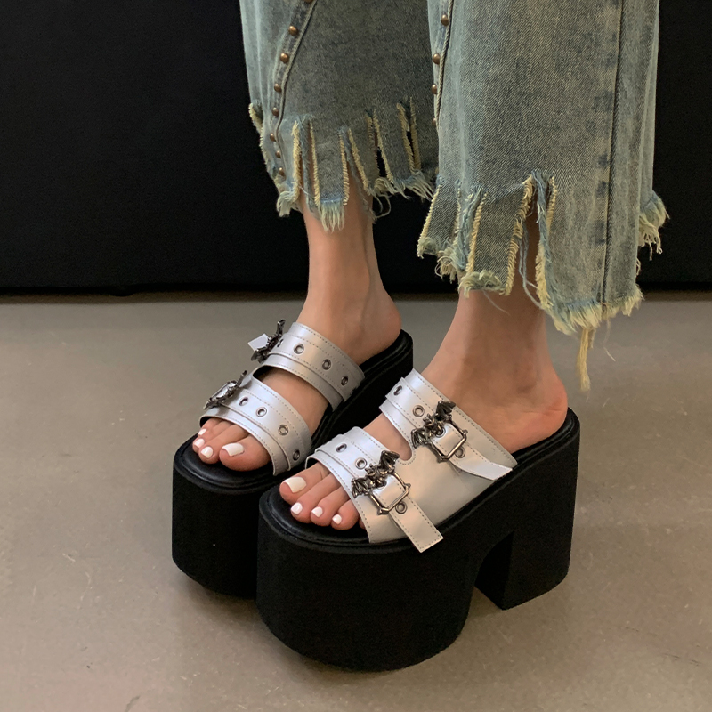 13cm High Heel Platform Wedge Slip-On Plus Size Simple Women's Summer Sandals Slippers - Image 2
