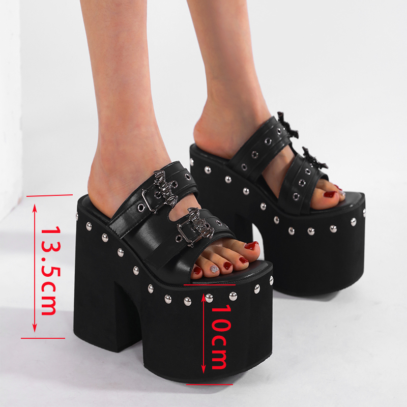 13cm High Heel Platform Wedge Slip-On Plus Size Simple Women's Summer Slippers Sandals - Style a82bd8 - Image 3