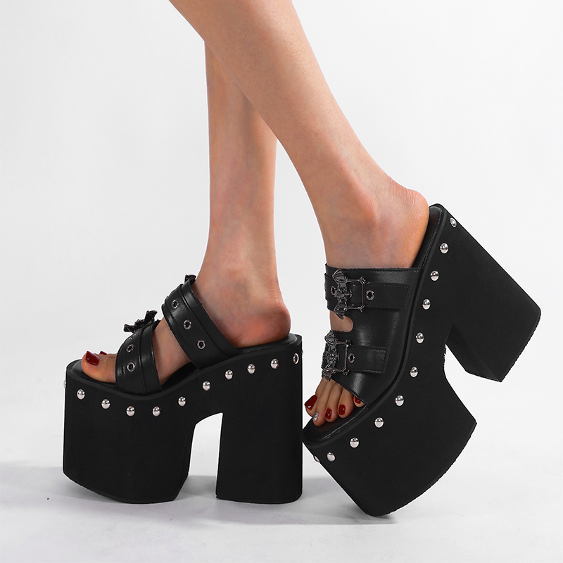13cm High Heel Platform Wedge Slip-On Plus Size Simple Women's Summer Slippers Sandals - Style a82bd8 - Image 4