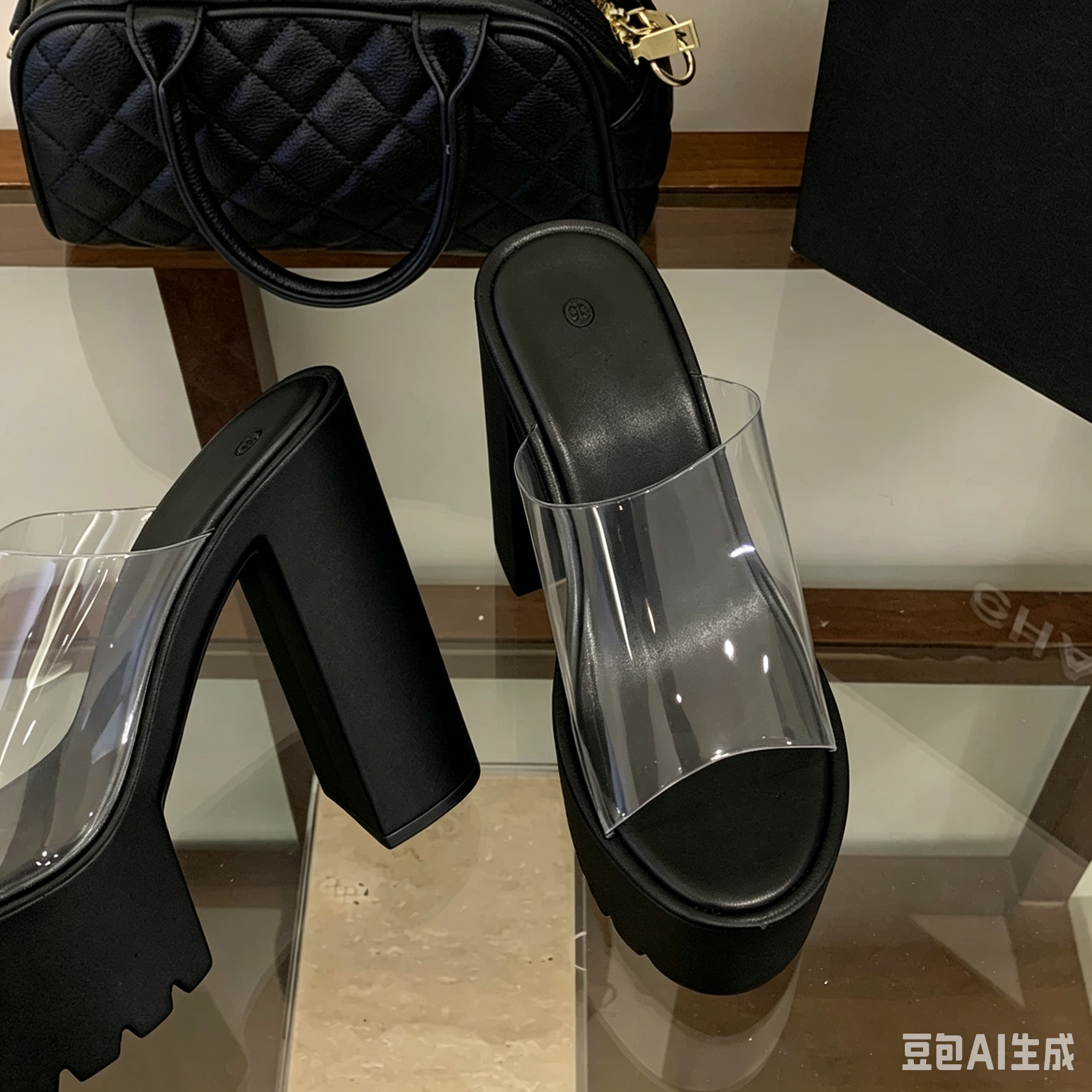 14cm High Heel Platform Transparent Rhinestone Slippers for Women Sizes 34-40 Summer - Image 4