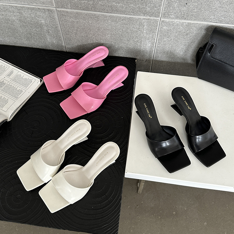 2025 Spring Summer Korean Style Wedge Sandals Women's Square Toe High Heel Open Toe Casual Shoes
