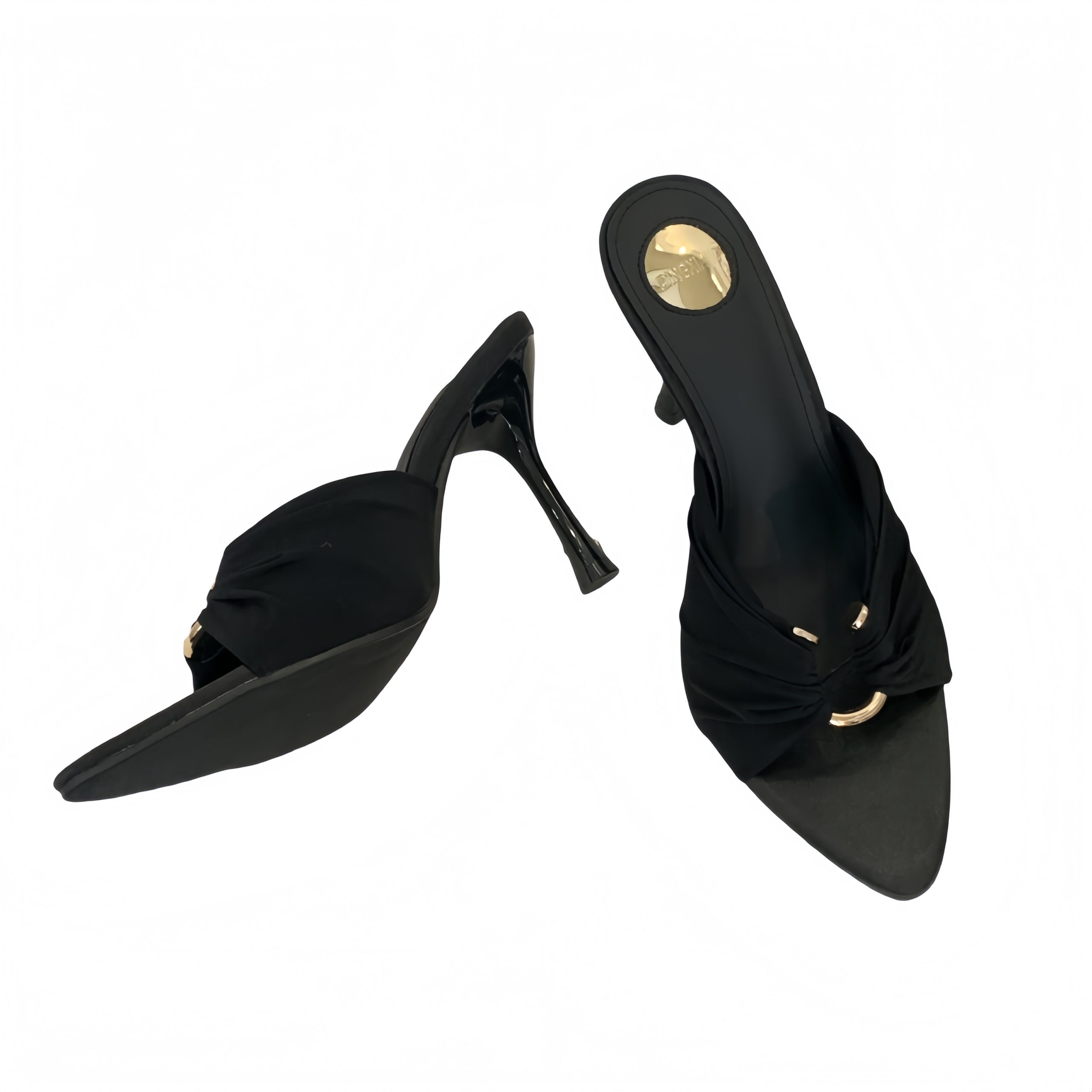 2025 Summer Fashion Open Toe Silk High Heel Sandals for Women Elegant Pointed Toe Metal Buckle Dress Shoes - Image 5