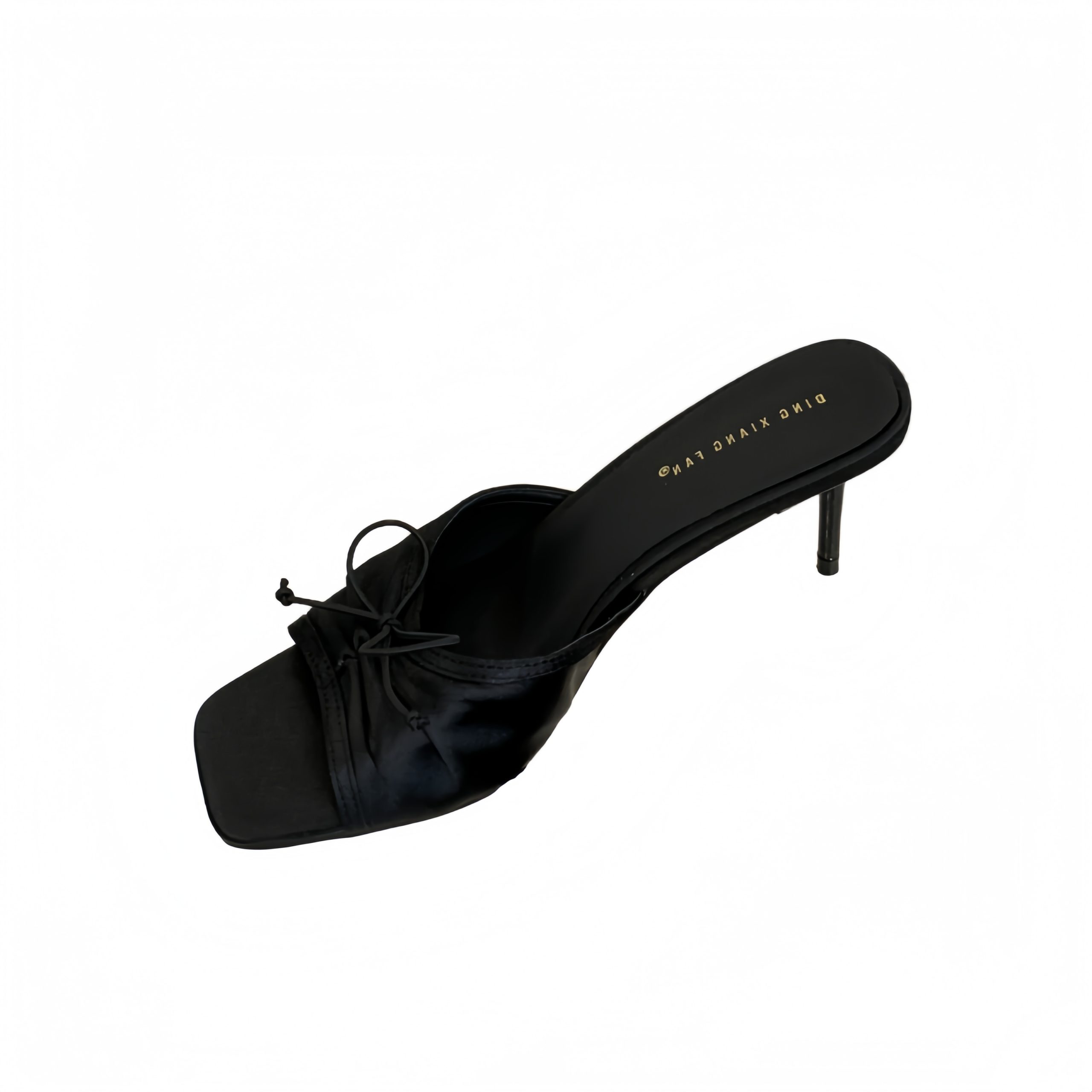2025 Summer Fashion Open Toe Women's Shoes Elegant Square Toe Satin Sandals Sweet Bow High Heels - Image 5