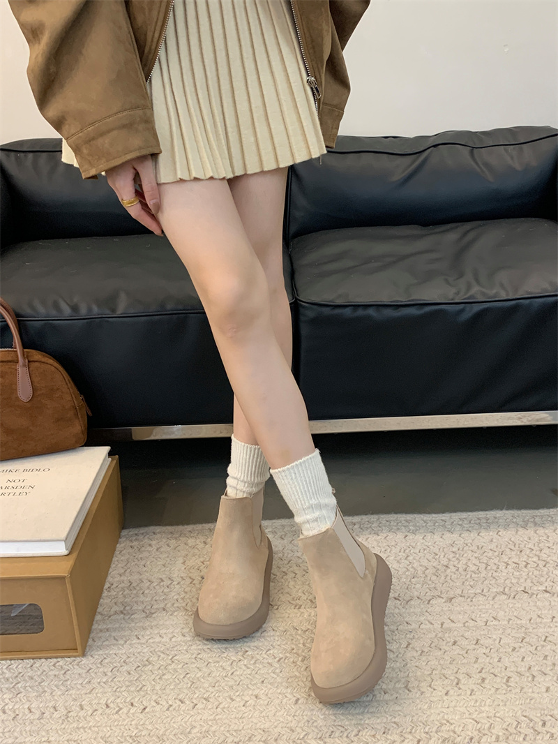 Genuine Leather Snow Boots Women 2025 New Forest Retro Birkenstock Style Short Boots Plush Lined Flat Cotton Shoes - Image 3