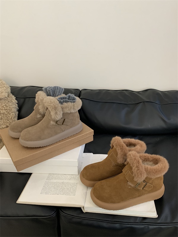 Thick Sole Fleece Lined Birkenstock Women's 2025 Autumn Winter New Retro Slip On Forest Style Genuine Leather High Top Bo Ken Shoes - Image 4