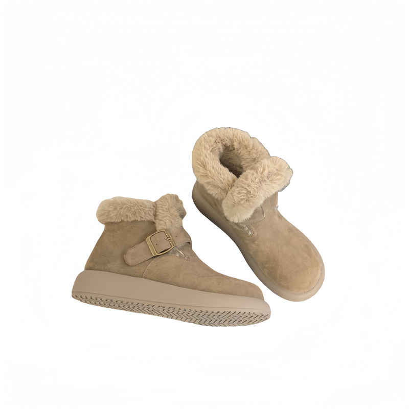 Thick Sole Fleece Lined Birkenstock Women's 2025 Autumn Winter New Retro Slip On Forest Style Genuine Leather High Top Bo Ken Shoes - Image 5