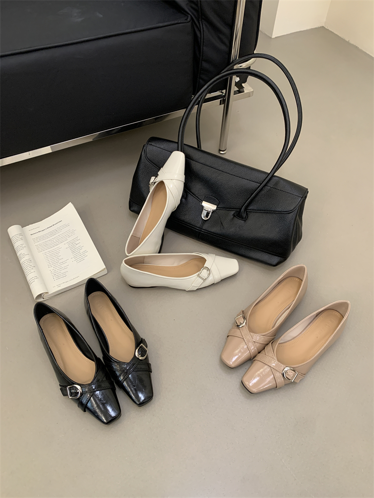 Women's Square Toe Mary Jane Shoes Low Heel Slip-On Comfortable PU Leather Loafers 2026