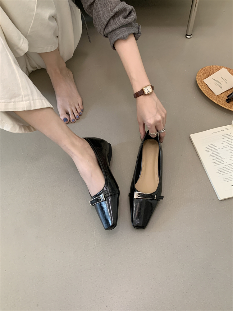 Women's Square Toe Slip-On Flats with Hidden Heel PU Leather Loafers 2026 Fall - Image 2
