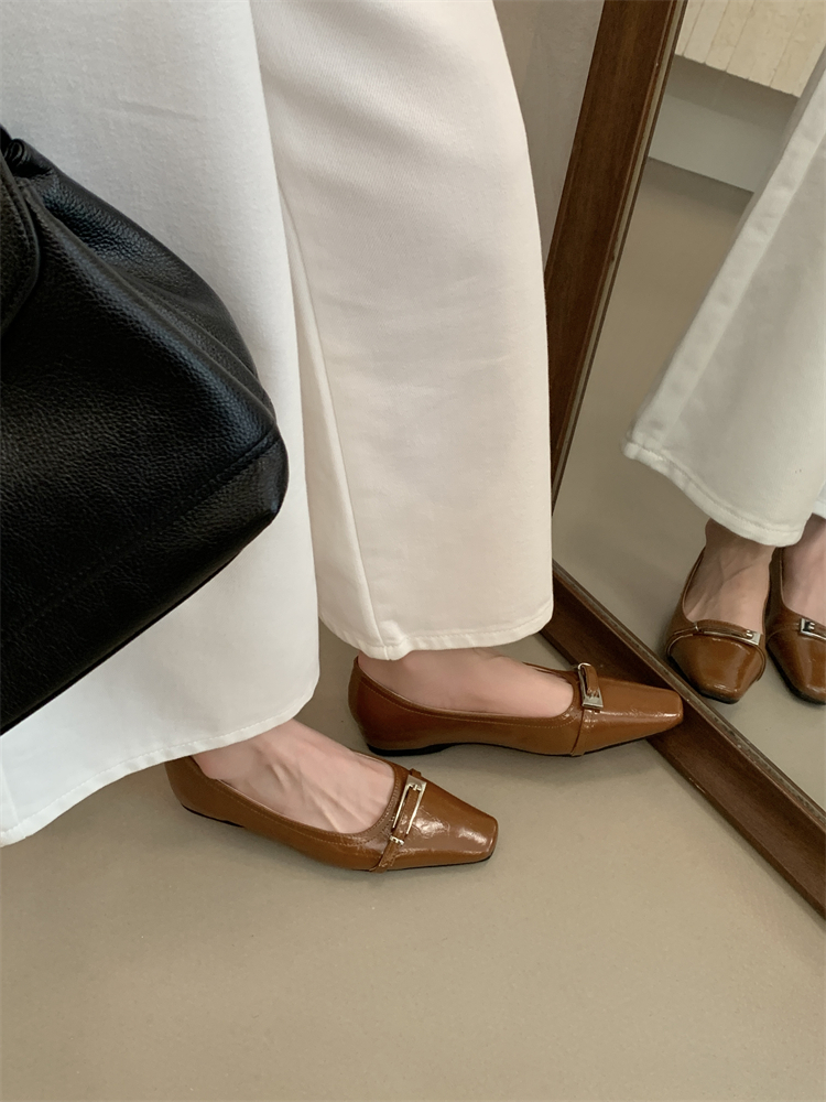 Women's Square Toe Slip-On Flats with Hidden Heel PU Leather Loafers 2026 Fall - Image 3