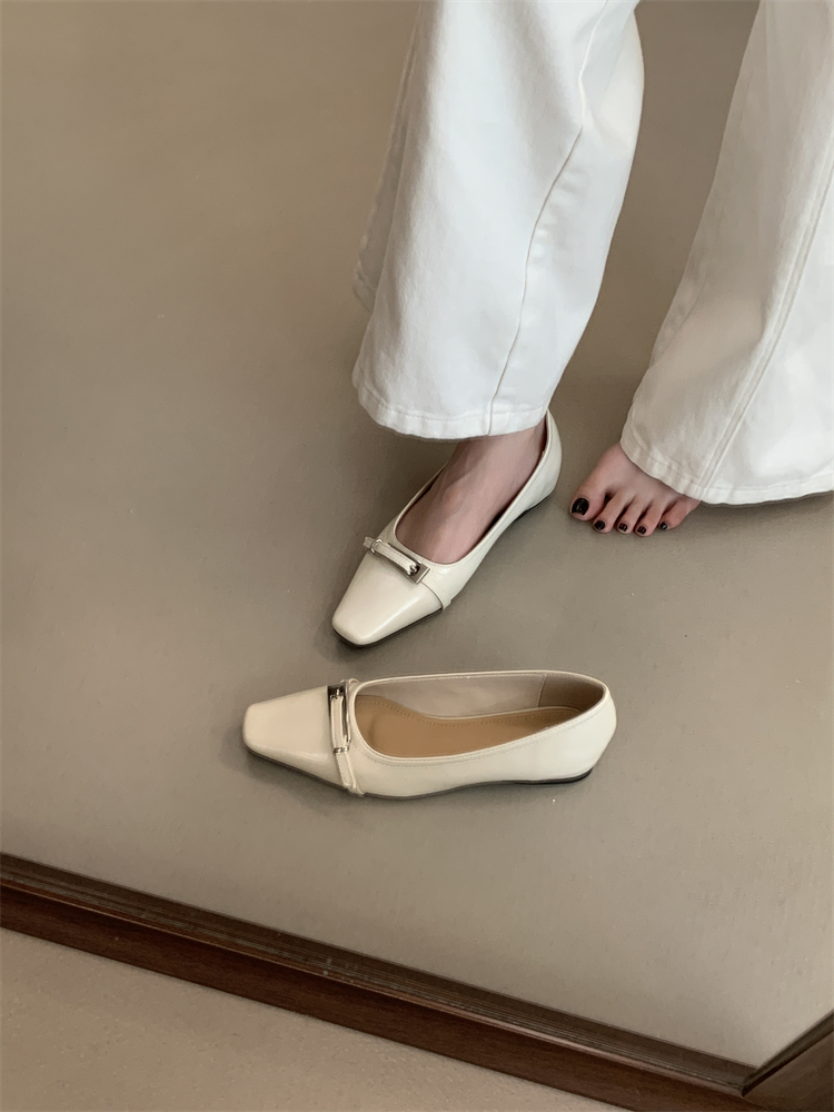 Women's Square Toe Slip-On Flats with Hidden Heel PU Leather Loafers 2026 Fall - Image 4