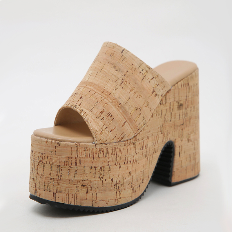 Women's Summer 12cm Chunky Heel Platform Slippers with Open Toe and One Strap, Sizes 35-40 - Image 5